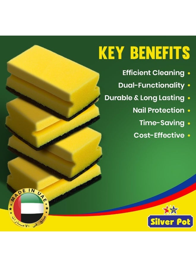 Silver Pot 9pcs Kitchen Sponge & Scourer – 3 x 3 Promo Pack, 13cm Dual-Purpose Cleaning Sponges for Pots, Pans, Kitchen Utensils, and Delicate Surfaces - Image 3